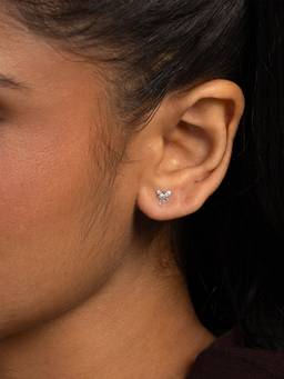 Shaya by CaratLane - White Petal Crest Studs Earrings In 925 Silver