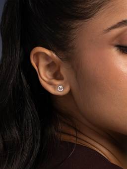 Shaya by CaratLane - White Flora Loop Studs Earrings In 925 Silver