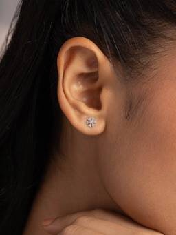 Shaya by CaratLane - White Crystal Bloom Studs Earrings In 925 Silver