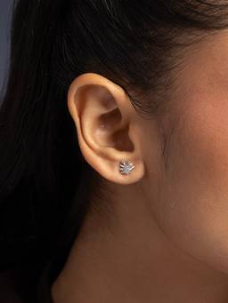 Shaya by CaratLane - White Flora Tiara Studs Earrings in 925 Silver 925 Silver