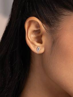 Shaya by CaratLane - White Rhombus Studs Earrings in 925 Silver 925 Silver