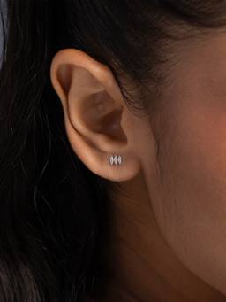 Shaya by CaratLane - White Crescent Studs Earrings in 925 Silver 925 Silver