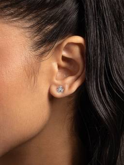 Shaya by CaratLane - White Triple Petal Studs Earrings in 925 Silver 925 Silver