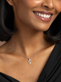 Shaya by CaratLane - White Whisper Leaf Pendant in 925 Silver