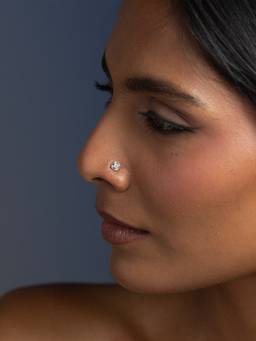 Shaya by CaratLane - White Elegant Primrose Nose Pin in 925 Silver