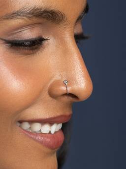 Shaya by CaratLane - White Glint Nose Pin in 925 Silver