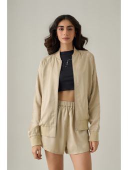 No Grey Area - Beige Third Eye Bomber Jacket