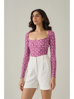 No Grey Area - Pink Long Sleeve Bodysuit Top