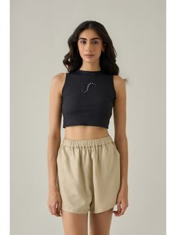 No Grey Area - Navy Blue Moon Analemma Cropped Tank Top