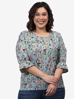 Instafab Plus - Size Women Floral Casual Top Multi-Color