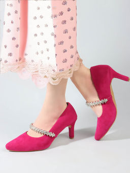 ELLE - Pink Slip On Party Wear Women Pumps