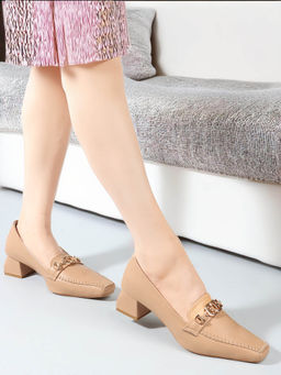 ELLE - Beige Slip On Party Wear Women Pumps