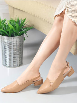 ELLE - Beige Buckle Closure Party Wear Women Pumps