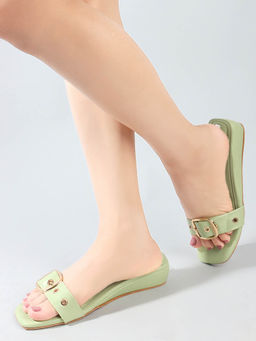 ELLE - Green Party Wear Women Wedge Sandals