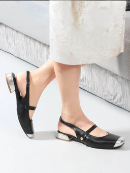 ELLE - Silver and Black Party Wear Women Sandals