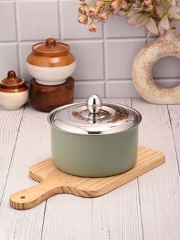 FNS - Alwin Olive Green Stainless Steel Double Wall Insulated Casserole With Lid