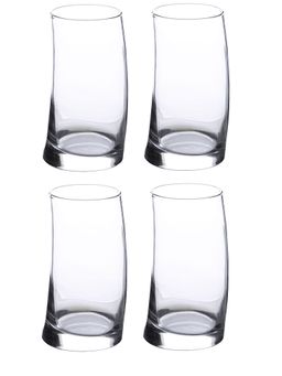 Smartserve - 385Ml Surf Highball Cocktail-Beer-Juice-Mocktail-Coffee Glass Set of 4 Transparent