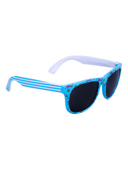 Spiky - Blue Frame Black Lense Wayfarer UV Protection Sunglass Flr_Blue_Wht