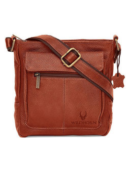 WILDHORN - Tan Classic Leather Sling Bag for Men I Office Bags I Travel Bags I Adjustable Strap