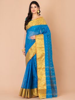 LAA CALCUTTA - Blue Pure Cotton Tant Saree
