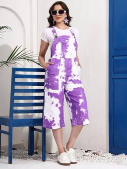 BRINNS - Purple Women Tie & Dye Shoulder Straps Dungarees