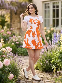 BRINNS - Orange Tie & Dye Short Dungarees