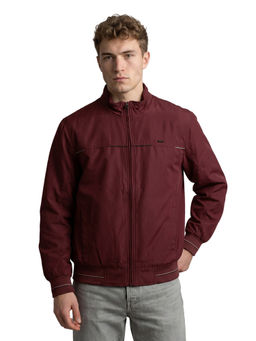 Monte Carlo - Maroon Solid Polyester Blend Regular Jacket
