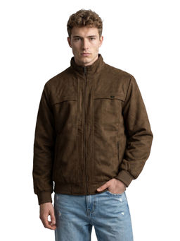 Monte Carlo - Brown Solid Suede Regular Jacket