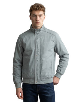Monte Carlo - Blue Solid Cotton Blend Regular Jacket
