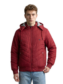 Monte Carlo - Maroon Solid Polyester Blend Regular Jacket
