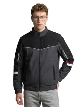 Monte Carlo - Olive Colorblock Polyester Blend Regular Bomber Jacket