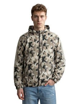 Monte Carlo - Khaki Printed Polyester Blend Regular Jacket