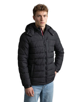 Monte Carlo - Black Solid Polyester Blend Regular Puffer Jacket