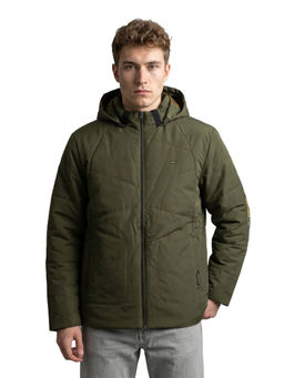 Monte Carlo - Olive Solid Polyester Blend Regular Jacket