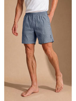 Van Heusen - Blue Solid Pure Cotton Relaxed Shorts