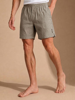 Van Heusen - Beige Solid Pure Cotton Relaxed Shorts