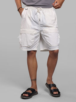 ROOKIES - White Solid Nylon Loose Shorts