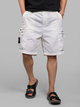 ROOKIES - White Solid Nylon Loose Shorts
