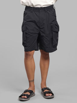 ROOKIES - Black Solid Polyester Loose Shorts
