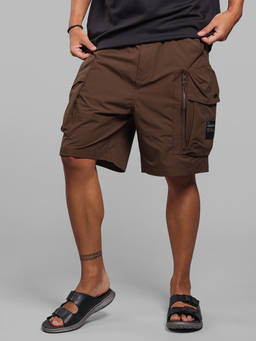 ROOKIES - Brown Solid Polyester Loose Shorts