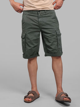 ROOKIES - Green Solid Cotton Blend Comfortable Shorts