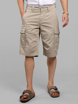 ROOKIES - Beige Solid Cotton Blend Comfortable Shorts