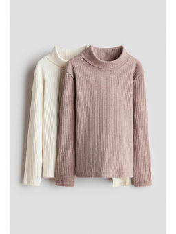 H&M - Girls Multi-Color 2-pack ribbed Turtle neck tops