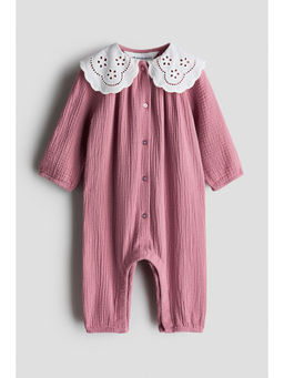 H&M - Girls Pink Cotton muslin romper suit