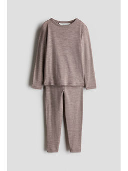 H&M - Unisex Brown 2-piece wool jersey base layer set