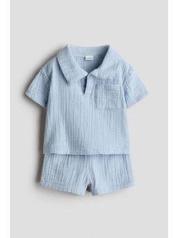 H&M - Boys Blue 2-piece cotton muslin set