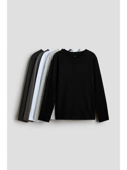 H&M - Boys Multi-Color 5-pack long-sleeved cotton T-shirts