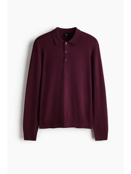 H&M - Men Red Regular Fit Knitted polo shirt