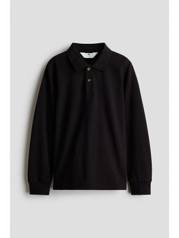 H&M - Boys Black Cotton piqua polo shirt