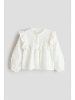 H&M - Girls White Frill-trimmed cotton blouse